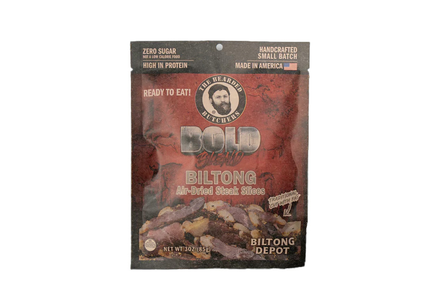 BEARDED BUTCHER Bold Blend Biltong 3 oz Pack Traditional Cut